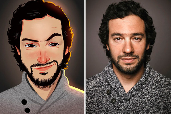 People taken at random on facebook transformed into illustrations